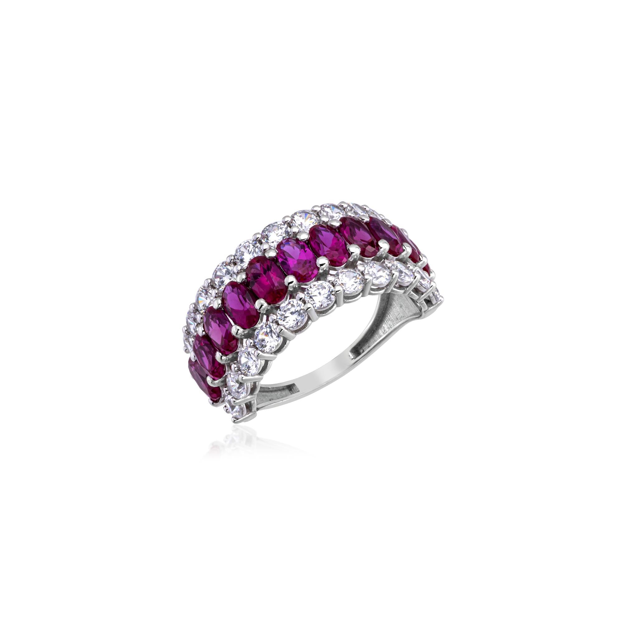 Ortası Pink Topaz Yanları Swarovskı Zirkon Taşlı Yüzük