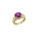 Ortası Pink Topaz Yanları Swarovskı Taşlı Yüzük