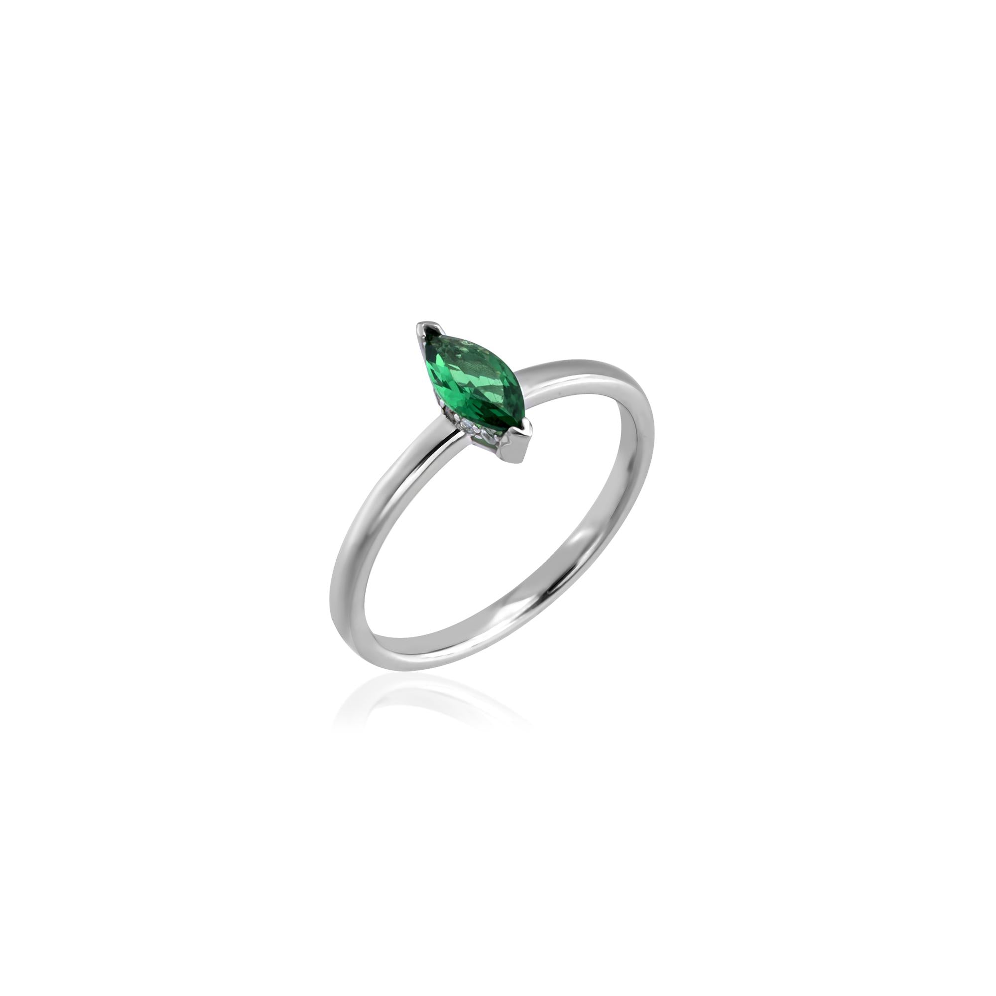 Nano Paraiba Zümrüt Markiz Kesim Yüzük